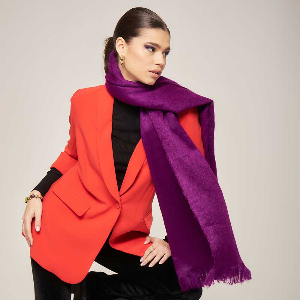 Halstuch aus Alpakawolle für Damen- Violett