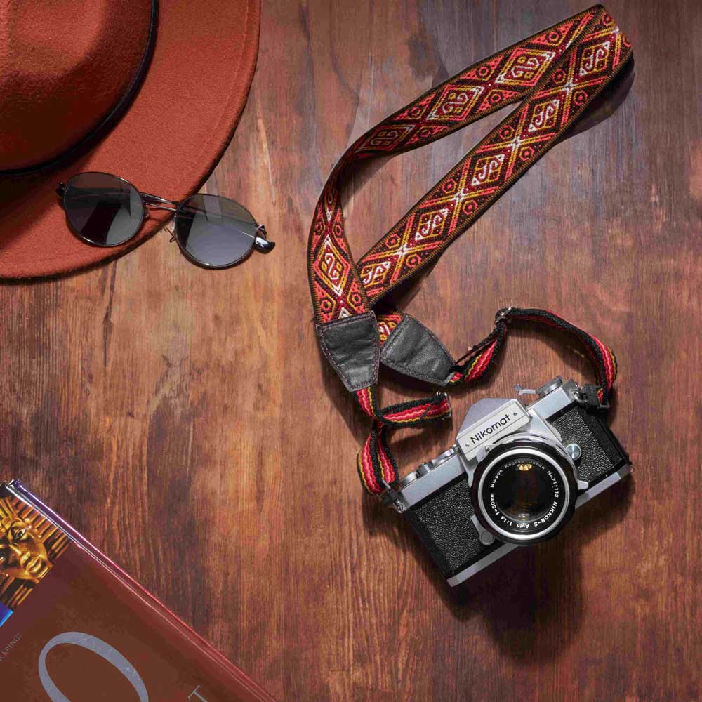 Nackenschultergurt für Damen und Herren, Handschlaufe im Bohostyle, Kameragurt Ethno