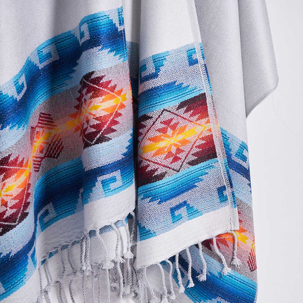 Cape mit Ethno-Applikationen, Offener Poncho für Damen, Festivaljacke Hippie