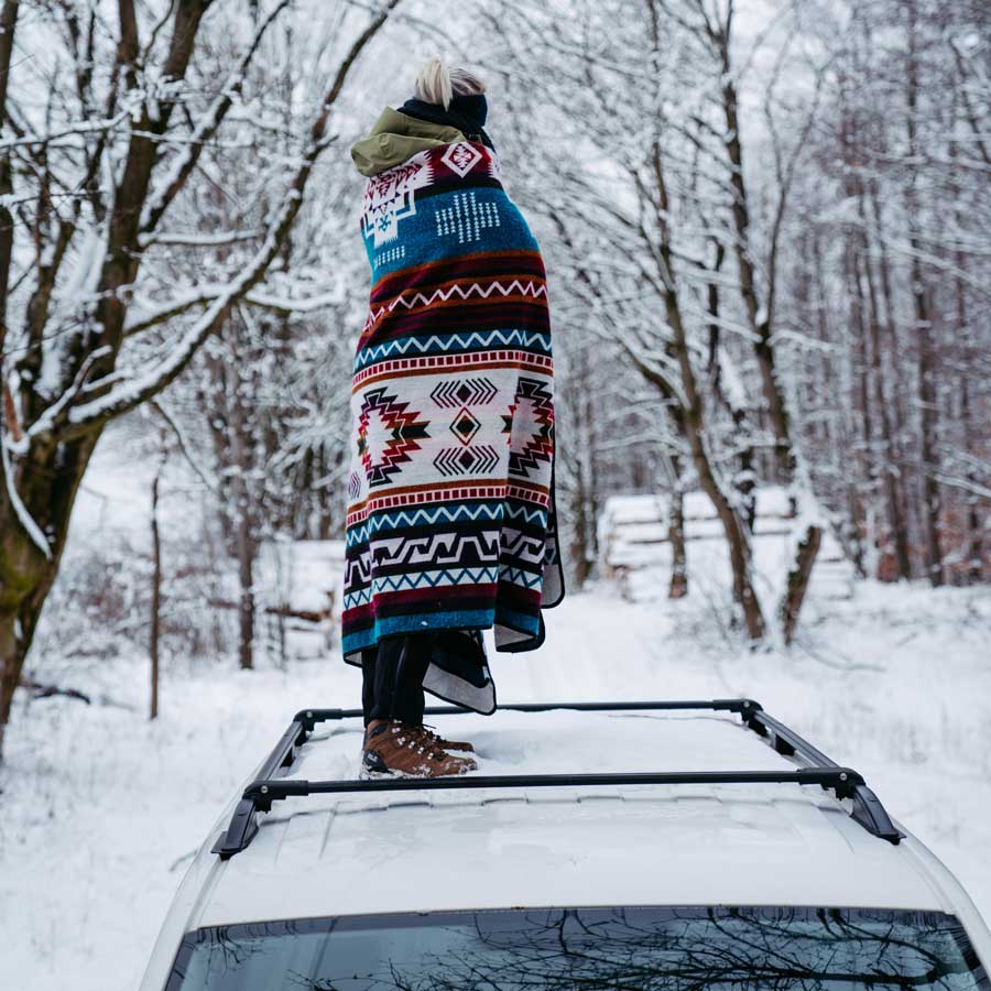 Indianerdecke für Van, Navajo-Decke, Southwesternstyle Decke, Country-Decke bunt, geometrische Decke blau türkis