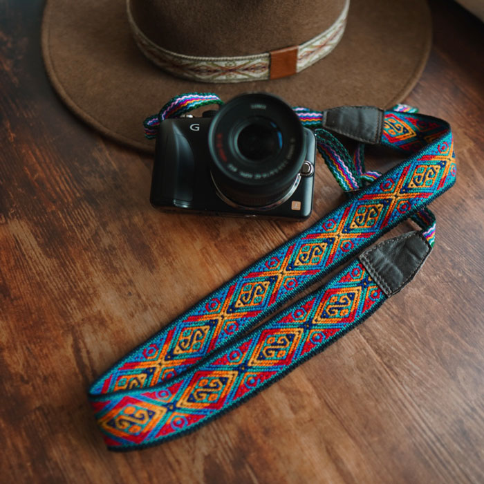 Kameragurt Ethno, Kameraband Boho, Handschlaufe Vintagestyle