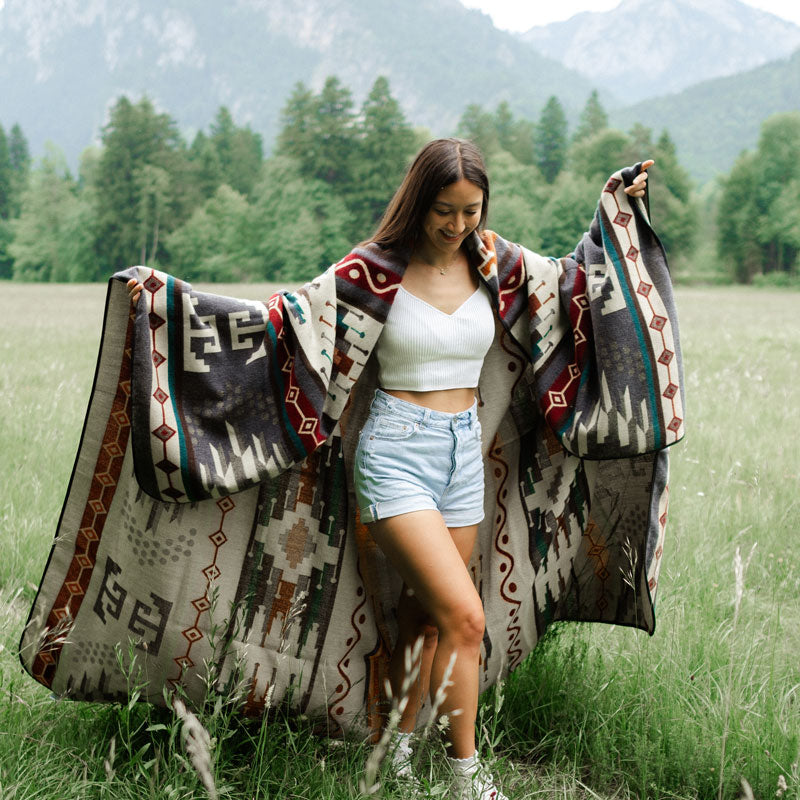 Camping Decke Boho, Tagesdecke Ethno, Kuscheldecke Indianer, Hippie Bettdecke, 